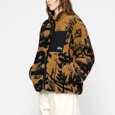 Stüssy Stussy Jaket Fleece Retro SS24 dengan Cetak Huruf, Lengan Panjang Unisex. 118545 7