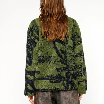 Stüssy Stussy Jaket Fleece Retro SS24 dengan Cetak Huruf, Lengan Panjang Unisex. 118545 13