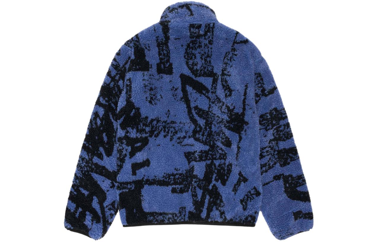 Lookbook Stüssy Stussy Jaket Fleece Retro SS24 dengan Cetak Huruf, Lengan Panjang Unisex. 118545