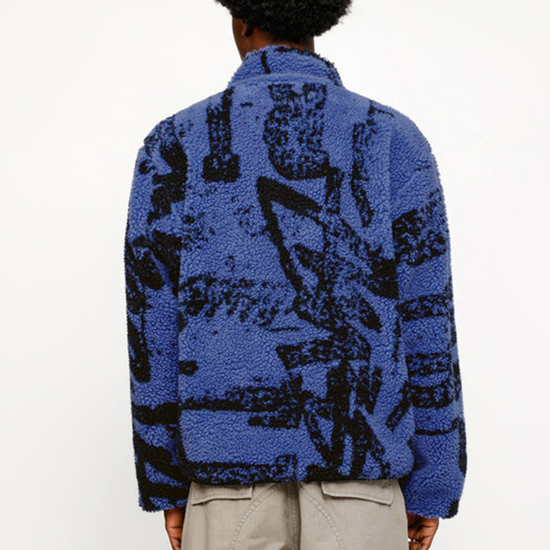 Sizing Stüssy Stussy Jaket Fleece Retro SS24 dengan Cetak Huruf, Lengan Panjang Unisex. 118545