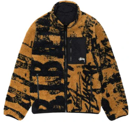 Stüssy Stussy Jaket Fleece Retro SS24 dengan Cetak Huruf, Lengan Panjang Unisex. 118545 1