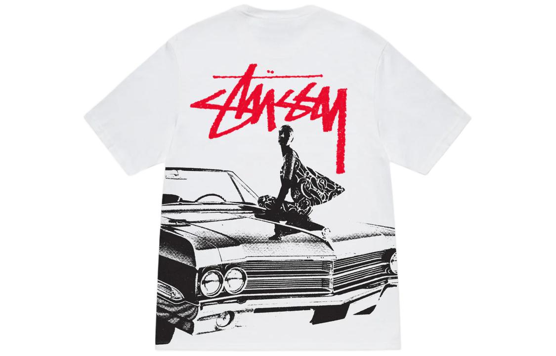 Shop Stüssy Stussy SS24 罗纹领复古圆领男女同款T恤。 1905006