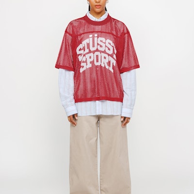 Stüssy SS24 運動網眼復古寬鬆版型夏季T恤男女通用. 1140346 6