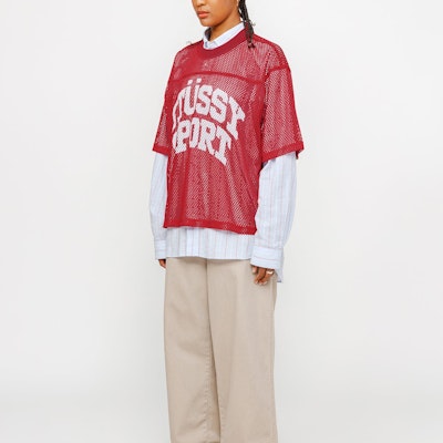 Stüssy SS24 運動網眼復古寬鬆版型夏季T恤男女通用. 1140346 8