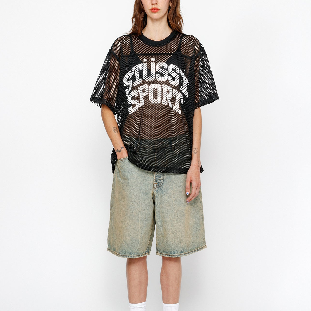 Purchase Stüssy SS24 運動網眼復古寬鬆版型夏季T恤男女通用. 1140346