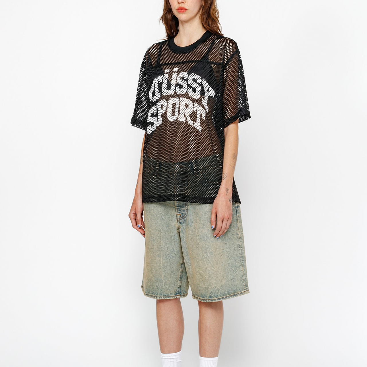 Details for Stüssy SS24 運動網眼復古寬鬆版型夏季T恤男女通用. 1140346