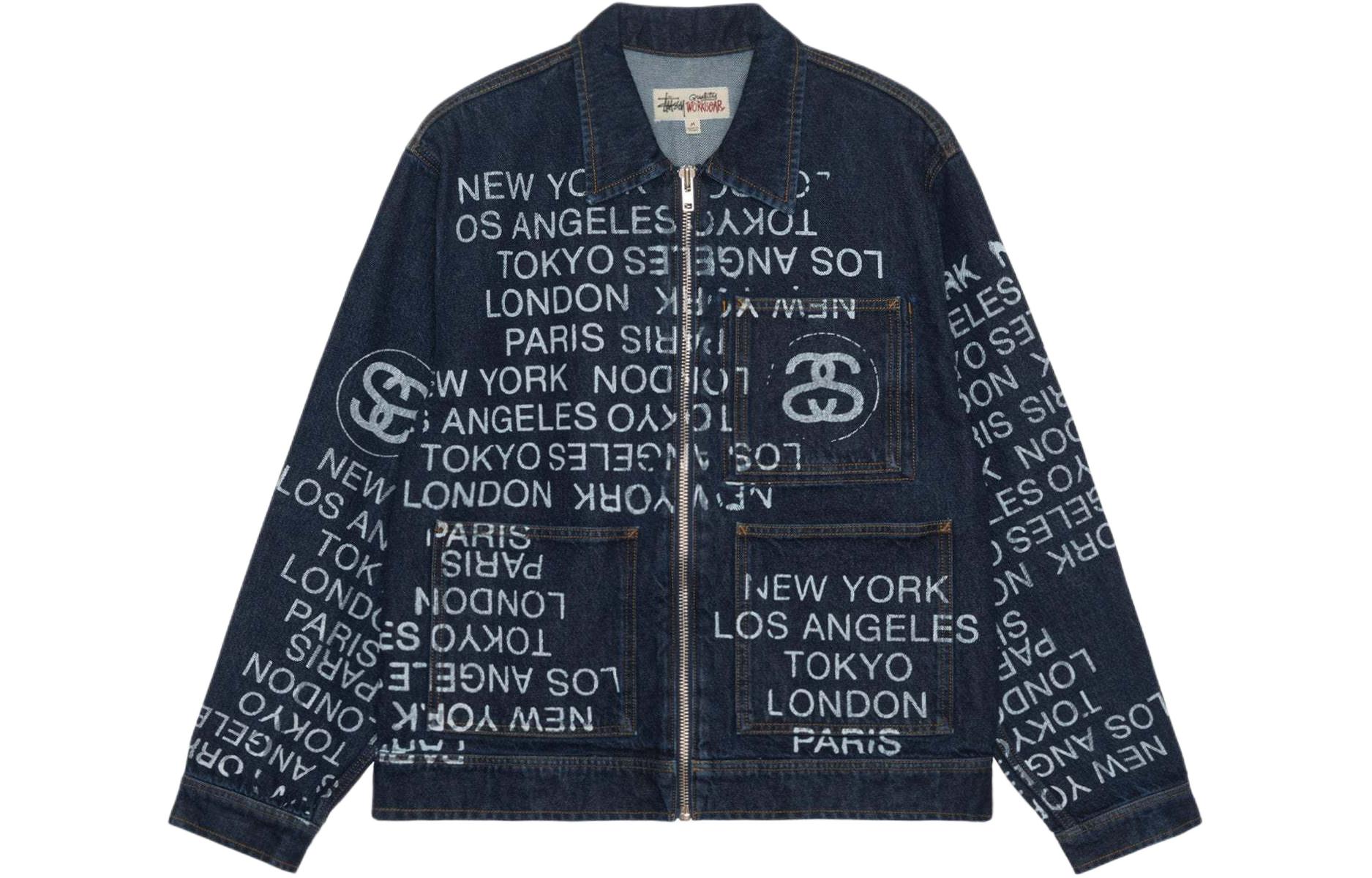 Stüssy Stussy SS24 Suede Logo Print Zip-Up Retro Denim Jacket Unisex. 115761 圖 2