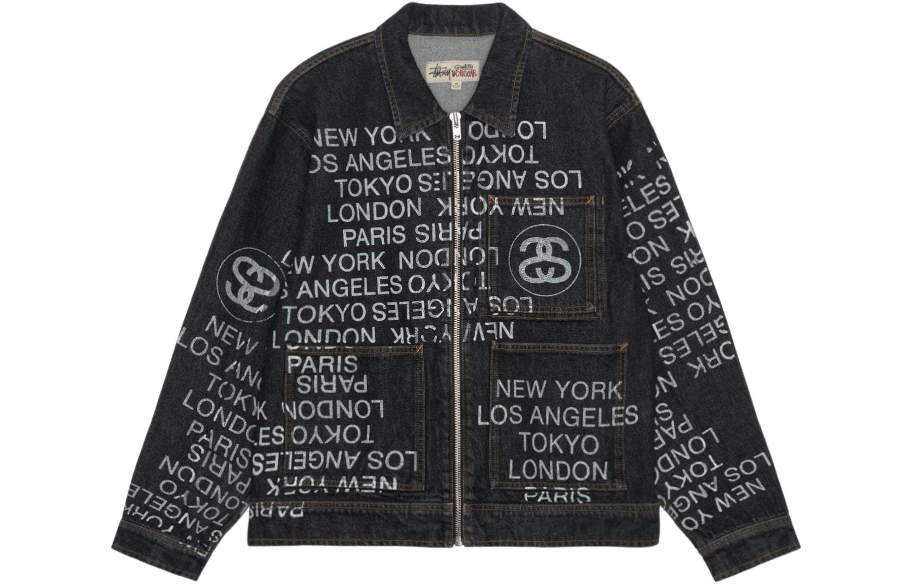 Stüssy Stussy SS24 Suede Logo Print Zip-Up Retro Denim Jacket Unisex. 115761 圖 7