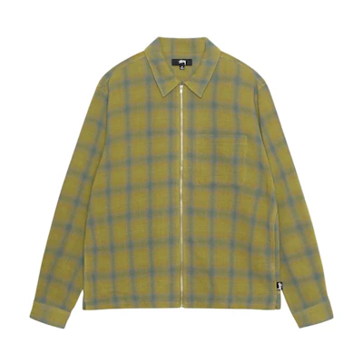Stüssy Stussy SS24 Twisted Yarn Plaid Zip Shirt Vintage Loose Fit Unisex Long Sleeve. 1110327