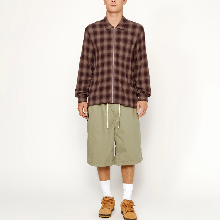 Stüssy Stussy SS24 Twisted Yarn Plaid Zip Shirt Vintage Loose Fit Unisex Long Sleeve. 1110327 圖 4