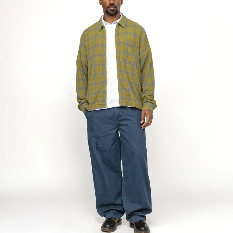 Stüssy Stussy SS24 Twisted Yarn Plaid Zip Shirt Vintage Loose Fit Unisex Long Sleeve. 1110327 圖 9