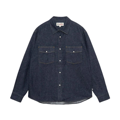 Stüssy Stussy SS24 Washed Denim Button-Down Long Sleeve Retro Shirt Unisex. 1110320