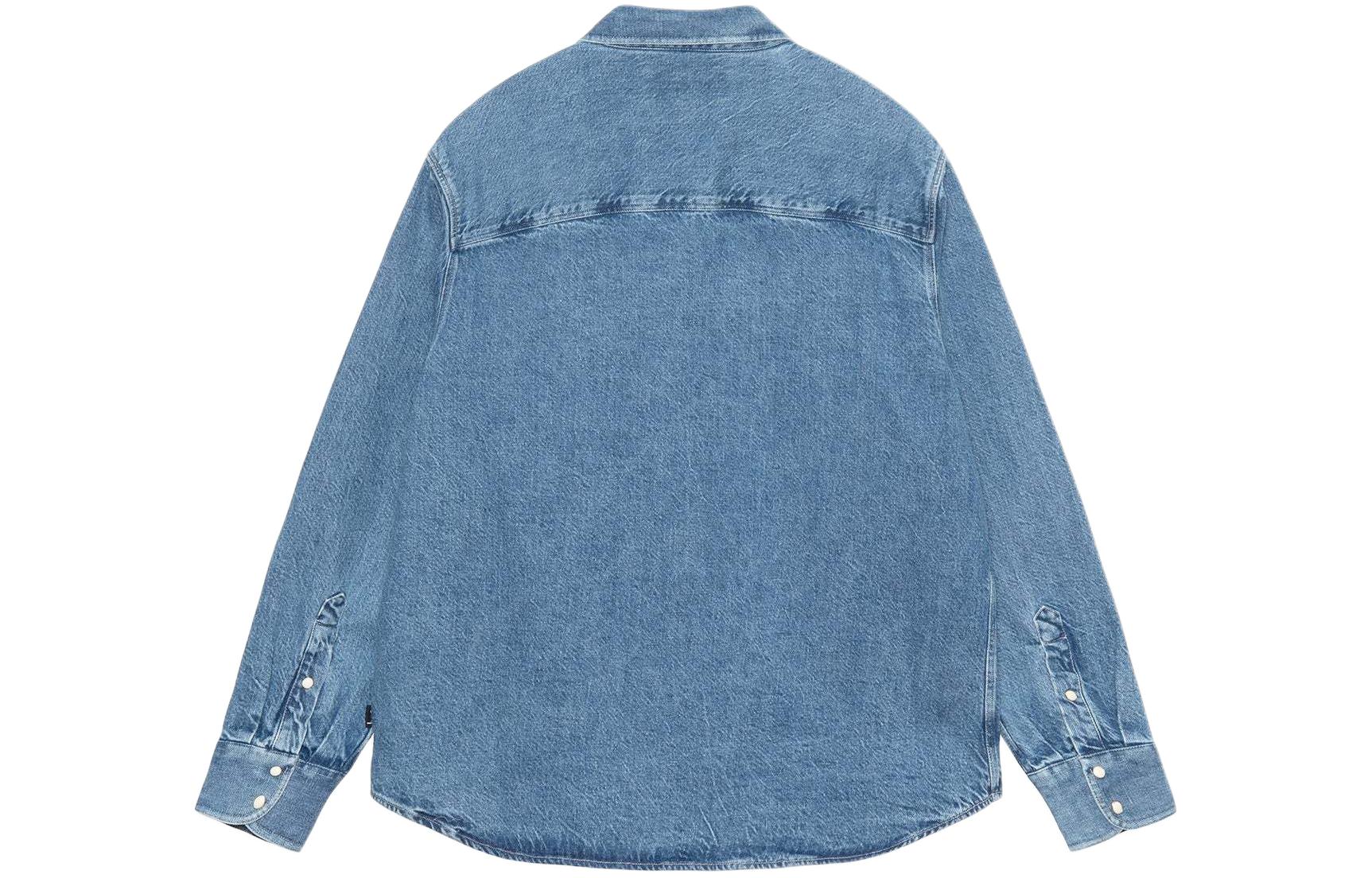 Stüssy Stussy SS24 Washed Denim Button-Down Long Sleeve Retro Shirt Unisex. 1110320 圖 6