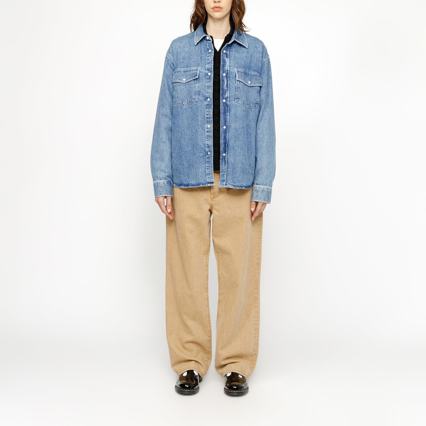 Stüssy Stussy SS24 Washed Denim Button-Down Long Sleeve Retro Shirt Unisex. 1110320 圖 7
