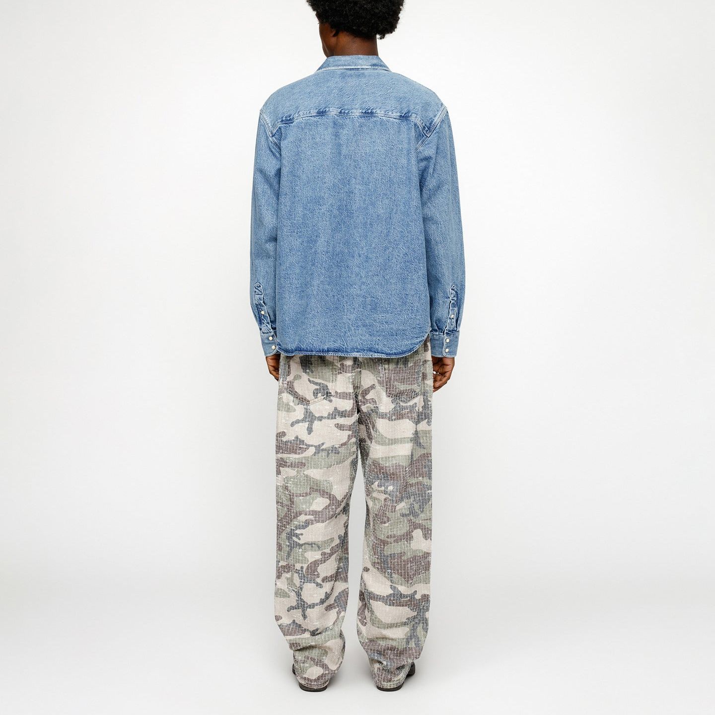Stüssy Stussy SS24 Washed Denim Button-Down Long Sleeve Retro Shirt Unisex. 1110320 圖 9