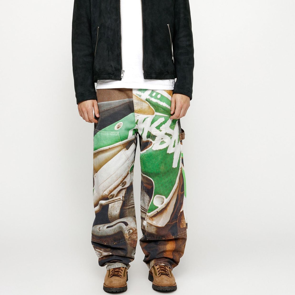 Shop Stüssy SS24 Work Pant Canvas Baja Print Unisex Fit - Pelbagai Warna Vintage. 116654
