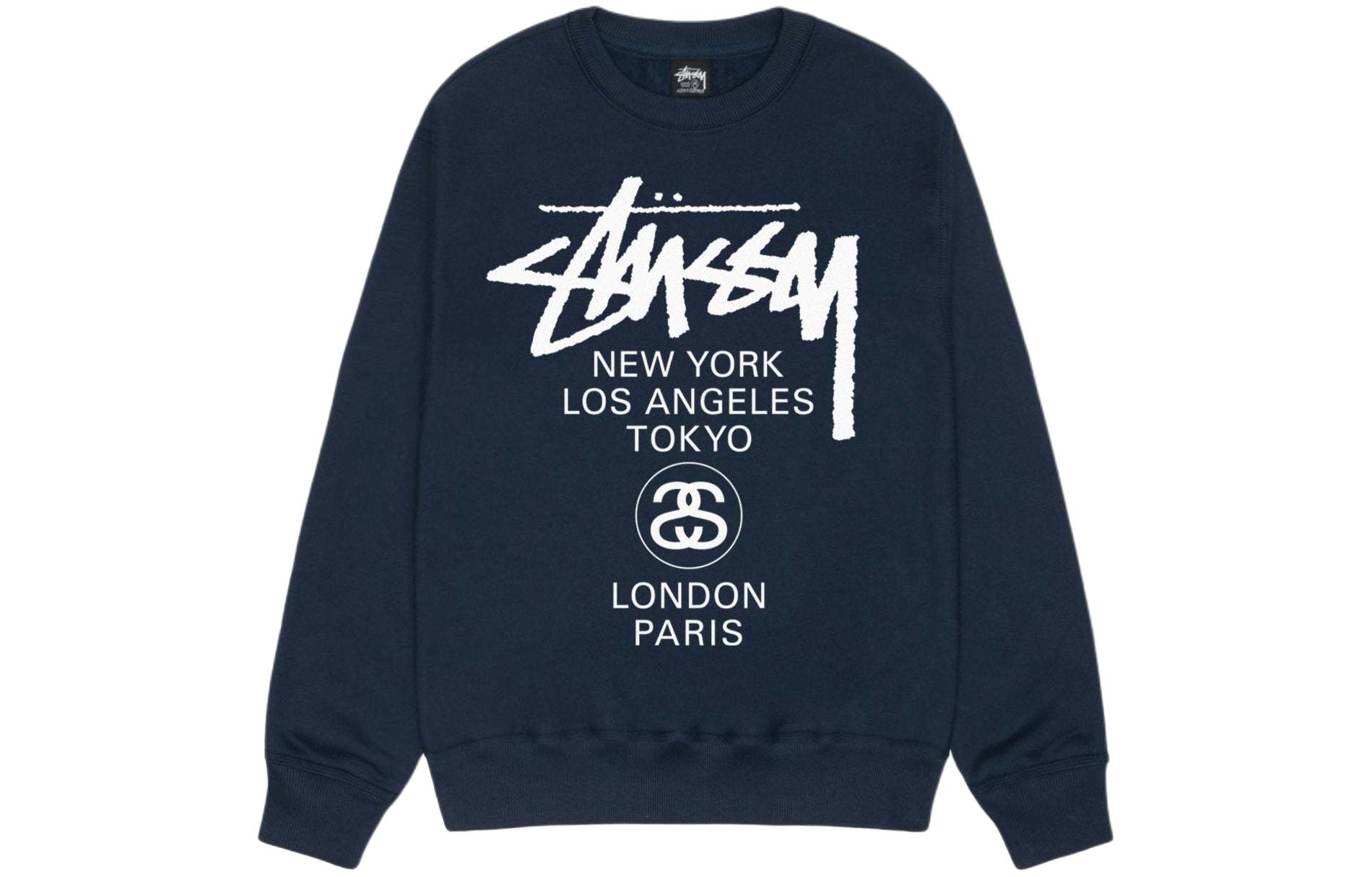 Stüssy Stussy SS24 World Tour Letter Print Retro Fleece Crewneck Sweatshirt Unisex 3913860 圖 7