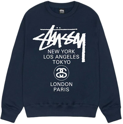 Stüssy SS24 世界巡回复古字母印花羊毛衫圆领卫衣 男女同款 3913860 Sizing Stüssy SS24 世界巡回复古字母印花羊毛衫圆领卫衣 男女同款 3913860