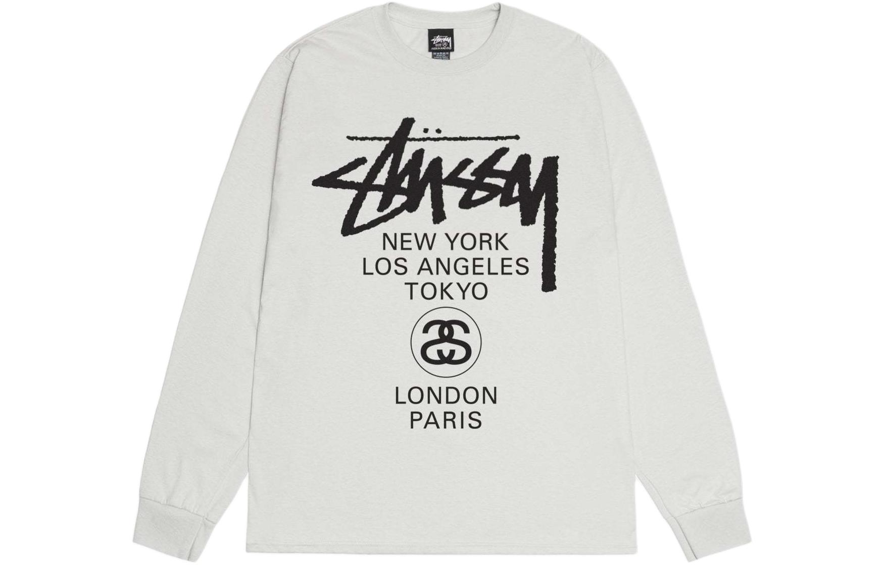 Details for Stüssy Stussy SS24 Kaos Lengan Panjang Unisex Logo World Tour Vintage Terbaru 3993860