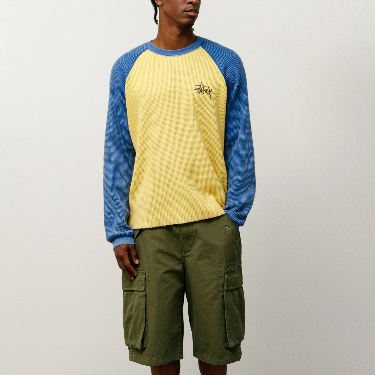 Cheap Stüssy SS25 Basic Thermal 2-Tone Raglan Lengan Panjang Unisex. 1140362