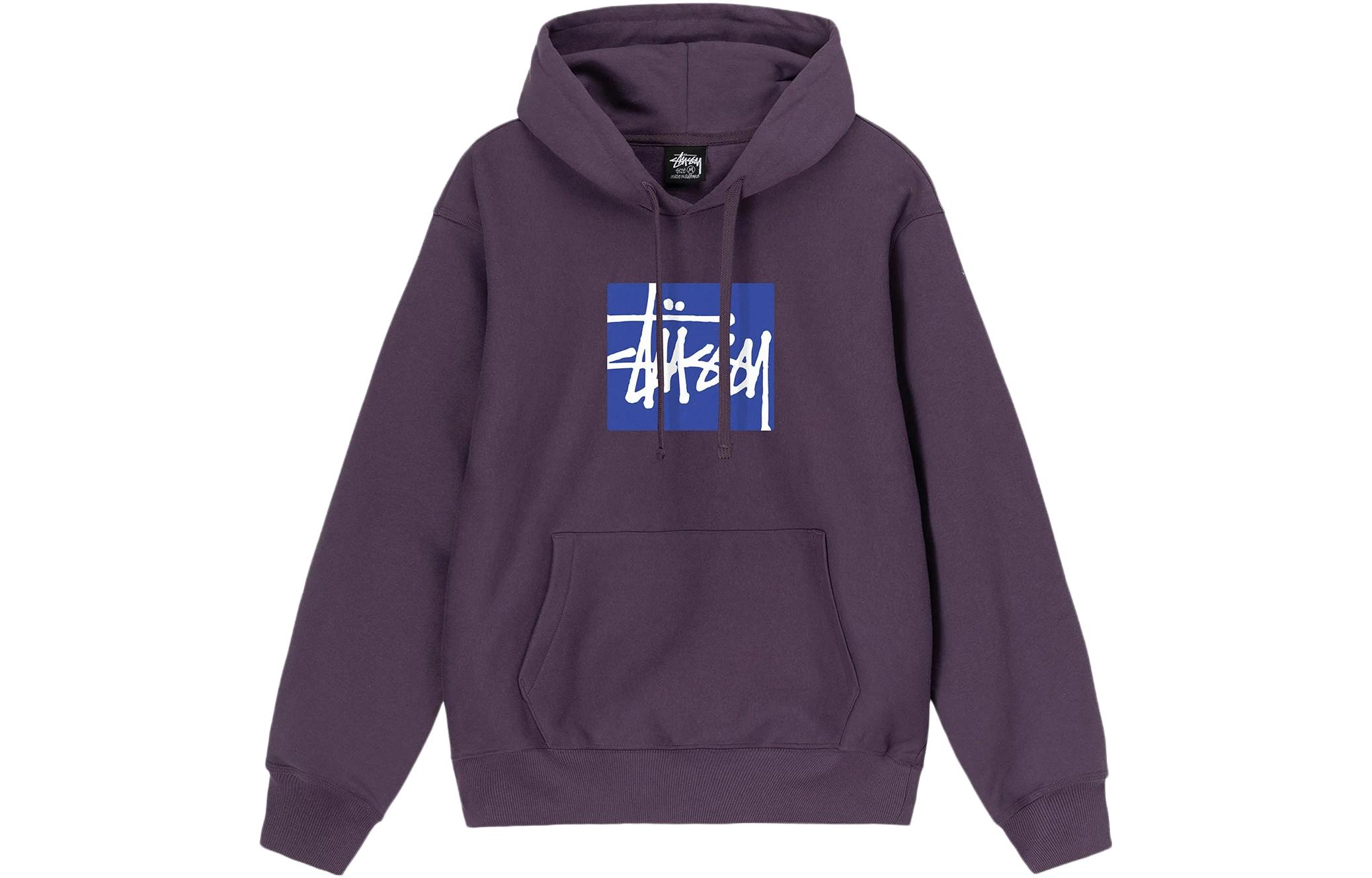 Stüssy Stussy Stock Box Hoodie Blue Logo Print Drawstring Retro Unisex Sweatshirt 2023. 1924906