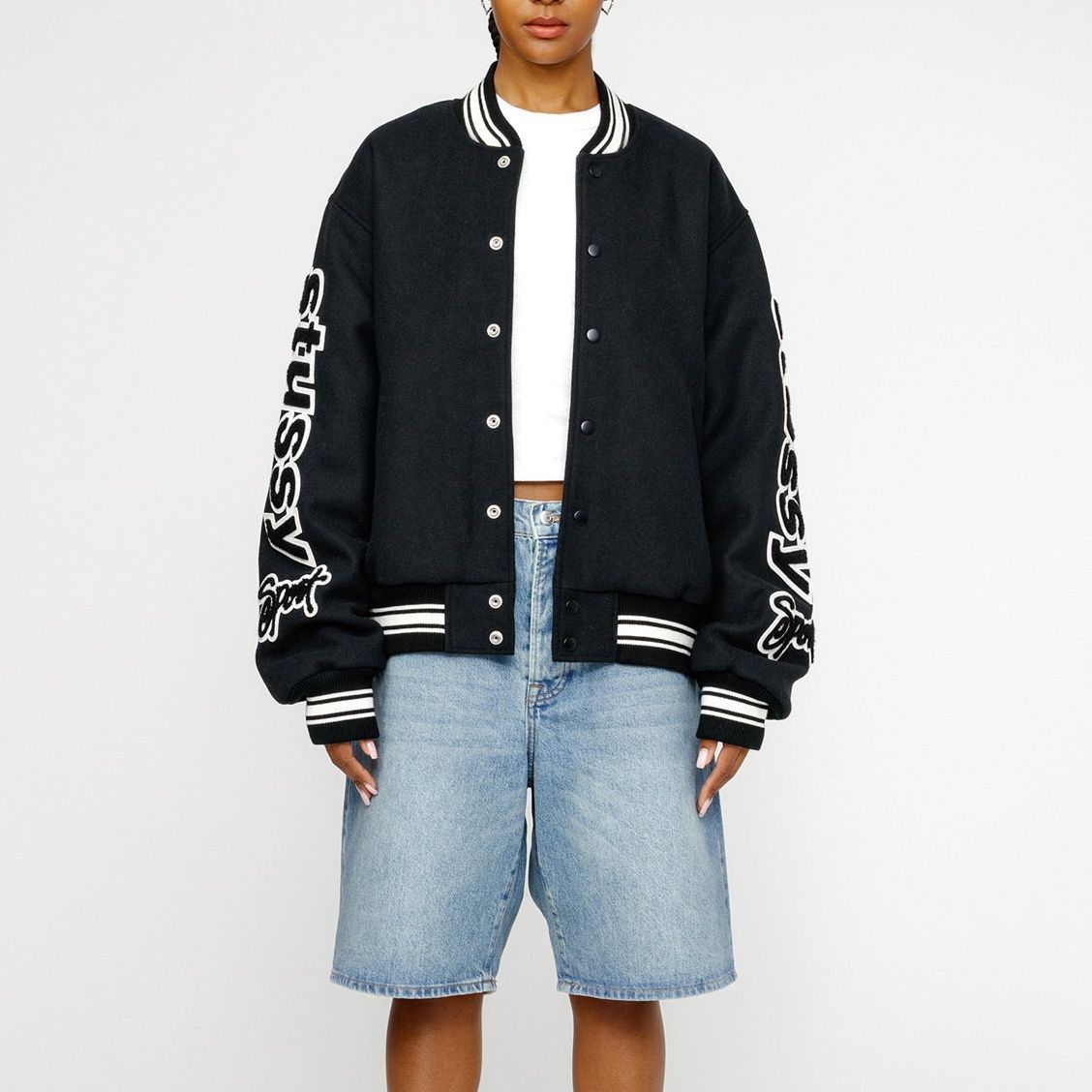 Shop 스투시 바시티 레터맨 자켓 아메리칸 레트로 야구 스타일 아우터웨어. 115748
