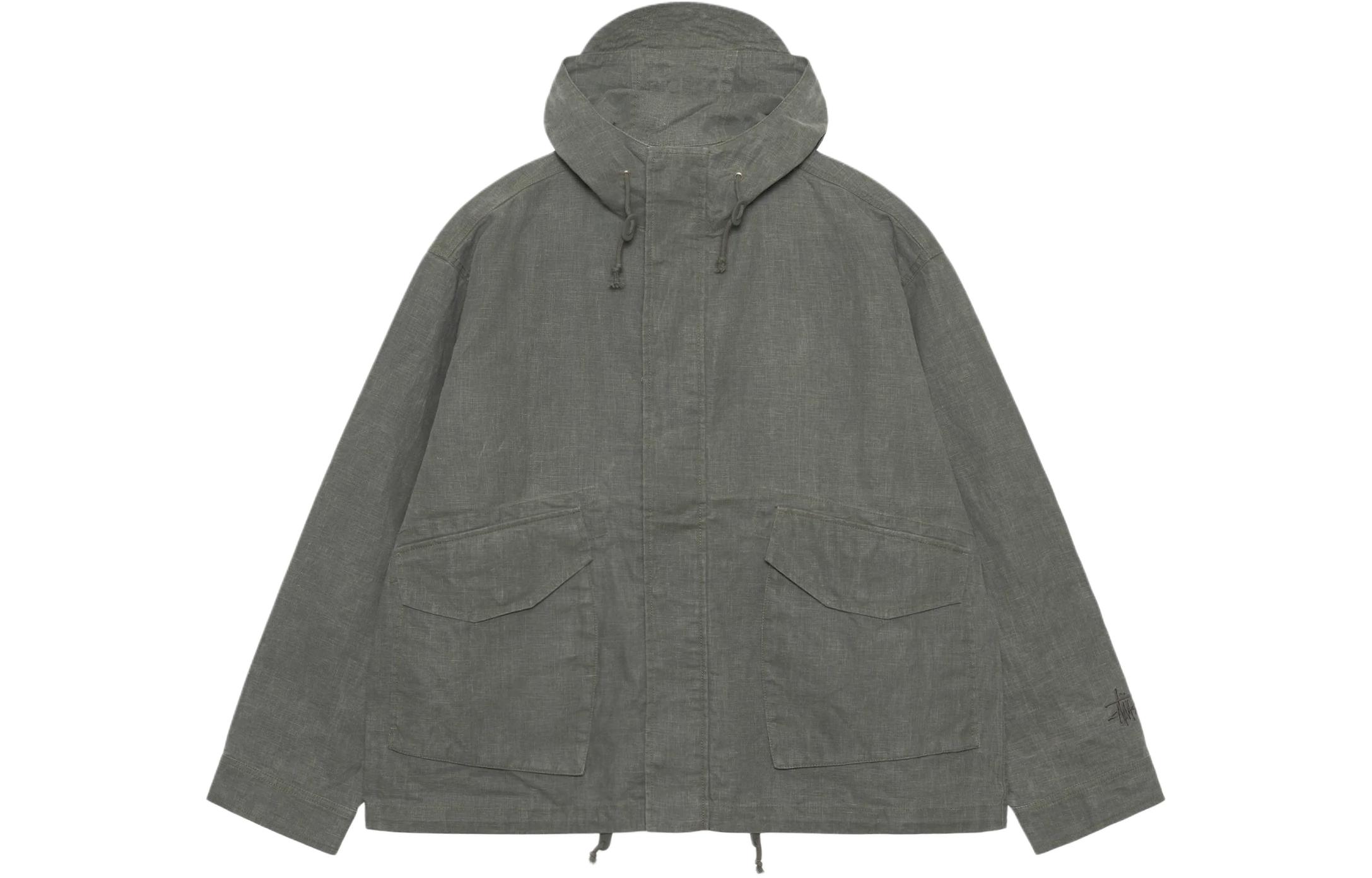 Stüssy Stussy Waxed Linen Short Parka Unisex Vintage Retro Loose Fit Hooded Jacket. 115752