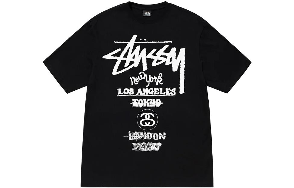 Stüssy Stussy World Tour Graphic Print Tee Unisex Short Sleeve Crewneck T-Shirt. 1904877