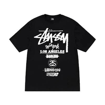 Stüssy Stussy World Tour Graphic Print Tee Unisex Short Sleeve Crewneck T-Shirt. 1904877