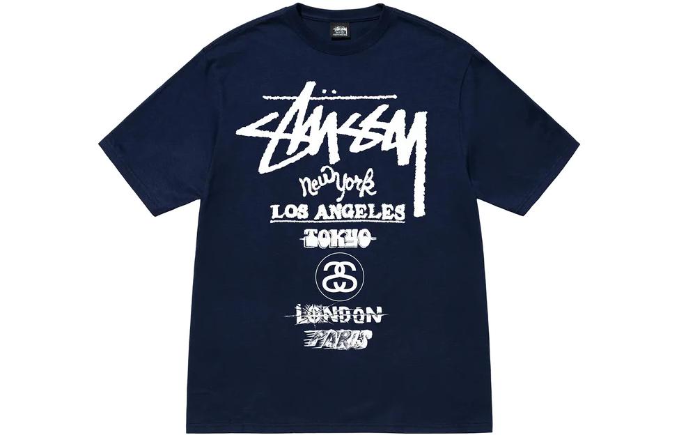 Order Kaos Stüssy Stussy World Tour Unisex Lengan Pendek Crewneck. 1904877