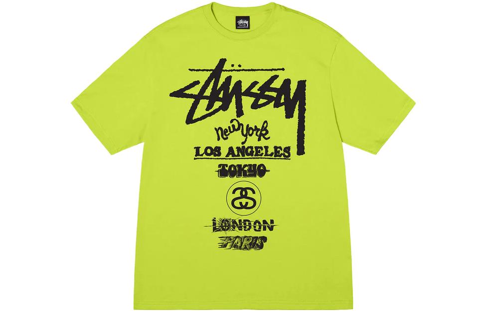 Details for Kaos Stüssy Stussy World Tour Unisex Lengan Pendek Crewneck. 1904877