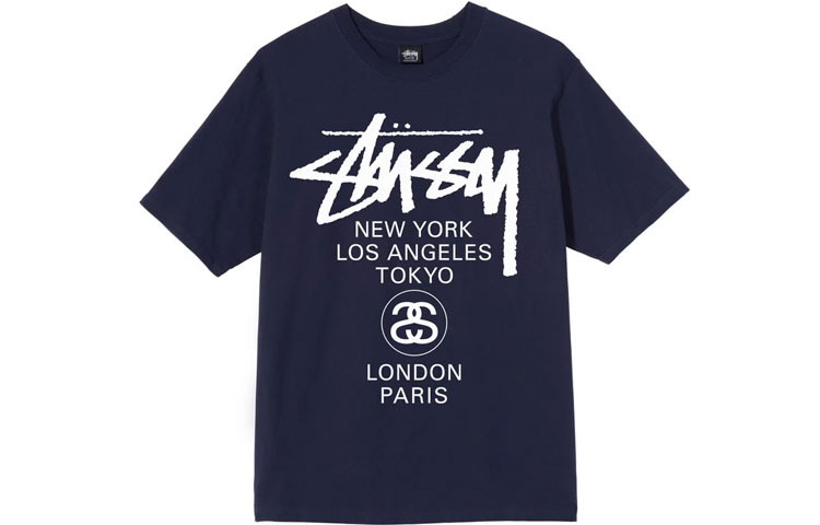 Stüssy Stussy World Tour Graphic Tee Unisex Vintage Crewneck T-Shirt. 3903614