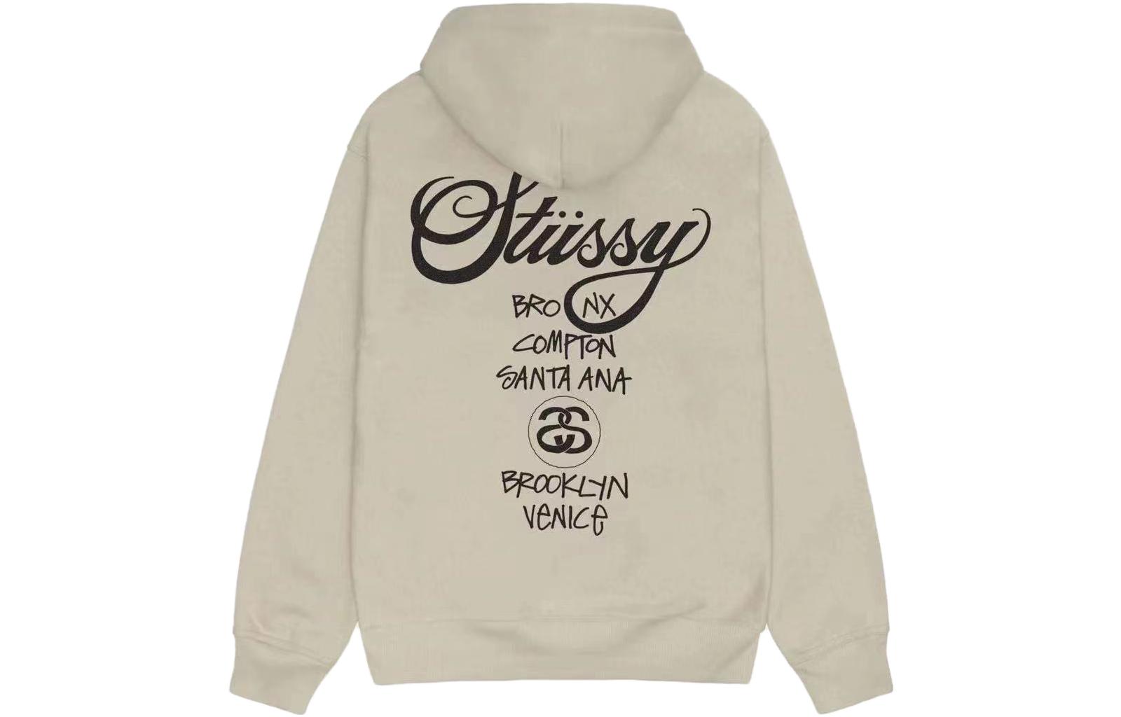 Stüssy Stussy World Tour Hoodie Letter Print Pullover Retro Unisex Fleece Sweatshirt 3923713