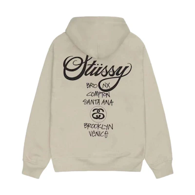 Stüssy Stussy World Tour Hoodie Letter Print Pullover Retro Unisex Fleece Sweatshirt 3923713