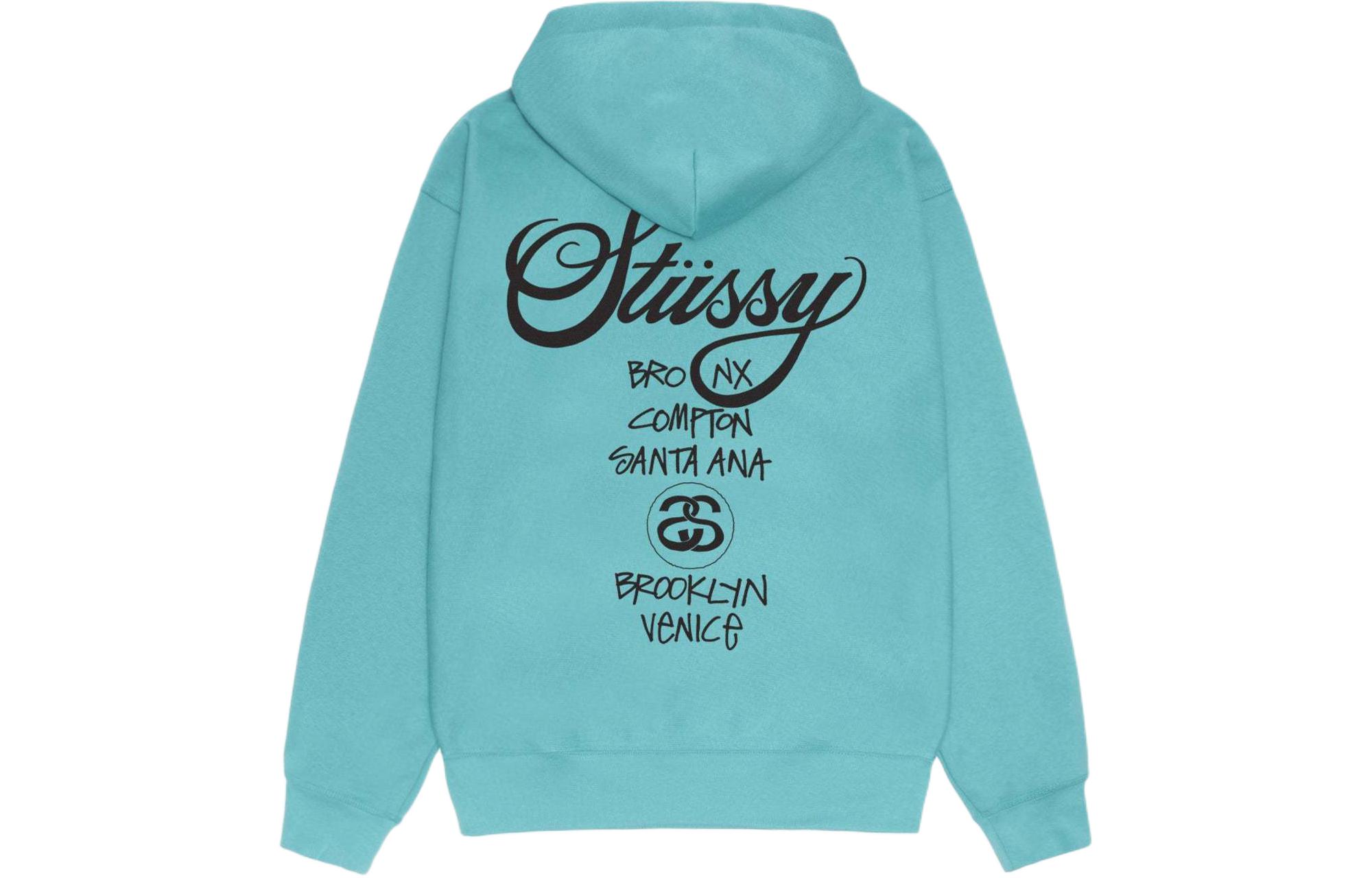 Stüssy Stussy World Tour Letter Print Fleece Hoodie Unisex Retro Long Sleeve. 3923860