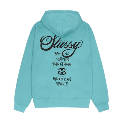 Stüssy Stussy World Tour Letter Print Fleece Hoodie Unisex Retro Long Sleeve. 3923860