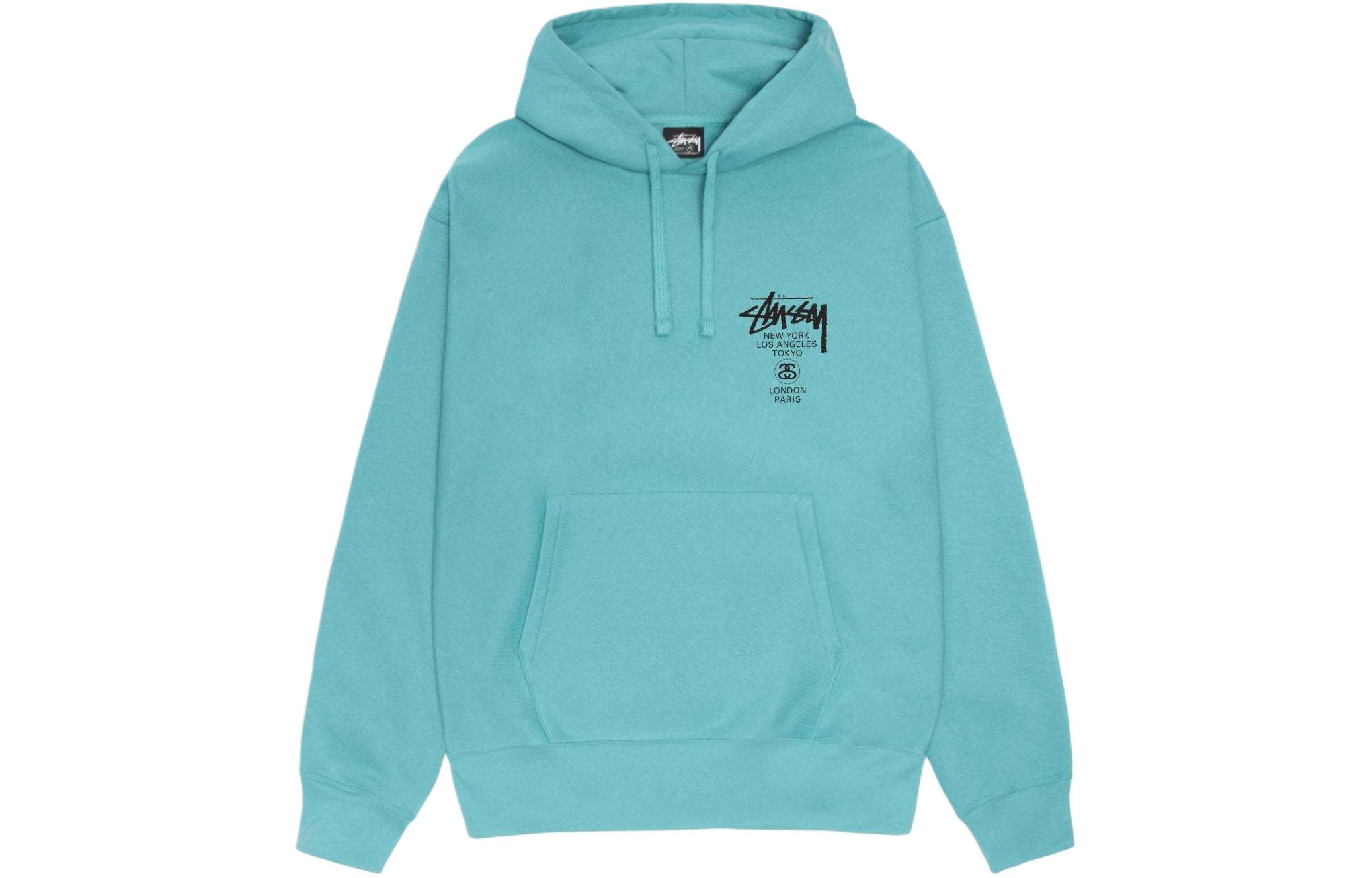 Lookbook 스투시 월드 투어 레터 프린트 플리스 후디 유니섹스 레트로 긴팔. 3923860