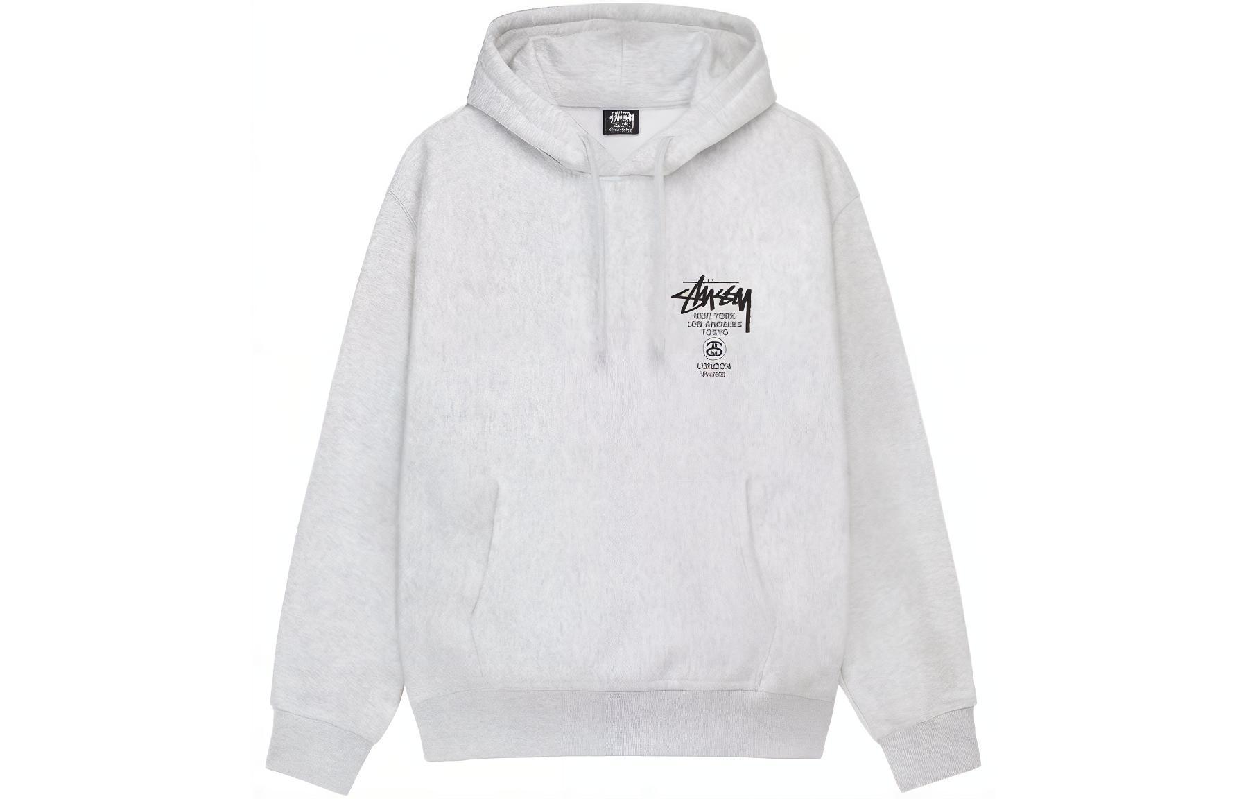 Sizing 스투시 월드 투어 레터 프린트 플리스 후디 유니섹스 레트로 긴팔. 3923860