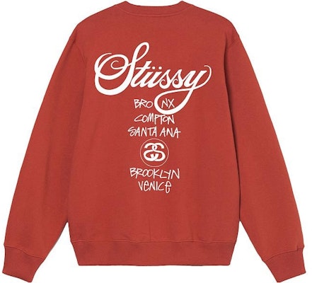 Stüssy 男士世界巡游标志印花长袖复古卫衣. 3913658 3