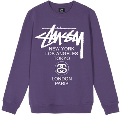 Stüssy 男士世界巡游标志印花长袖复古卫衣. 3913658 17