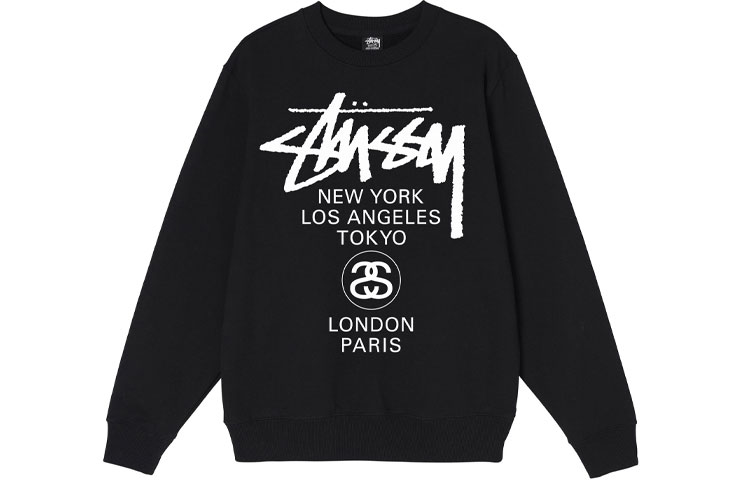 Shop Stüssy 男士世界巡游标志印花长袖复古卫衣. 3913658