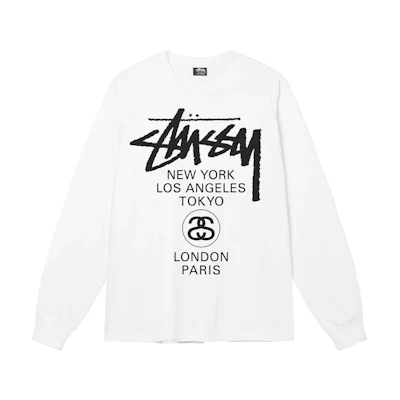 Stüssy Stussy World Tour LS Tee Letter Print Retro Long Sleeve Unisex T-Shirt 3993713
