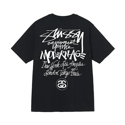 Stüssy Stussy World Tour Modern Logo Graffiti Print Cotton Unisex T-Shirt. 1904793
