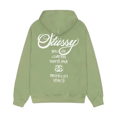 Stüssy Stussy World Tour Zip Hoodie Letter Print Fleece Retro Unisex Hoodie. 3973713