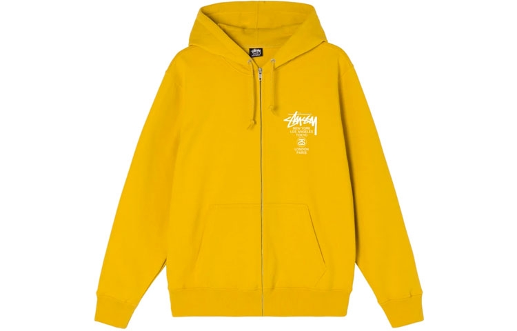 Stüssy Stussy World Tour Zip Hoodie Letter Print Fleece Retro Unisex Hoodie. 3973713 圖 3