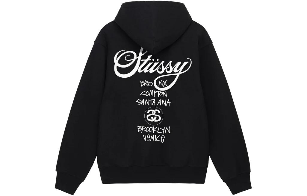 Stüssy Stussy World Tour Zip Hoodie Letter Print Fleece Retro Unisex Hoodie. 3973713 圖 8