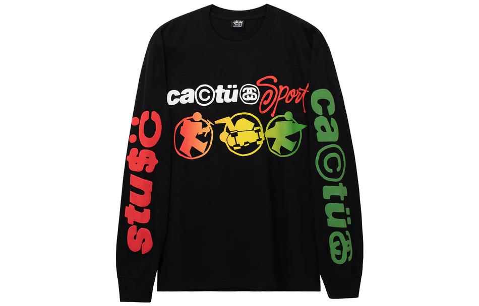 Buy Stüssy Stussy x Cactus Plant Flea Market Letter Print Long Sleeve Retro Tee Black. 3993771