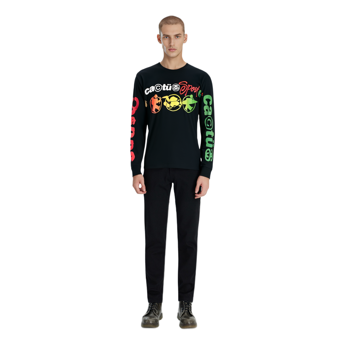 Purchase Stüssy Stussy x Cactus Plant Flea Market Letter Print Long Sleeve Retro Tee Black. 3993771