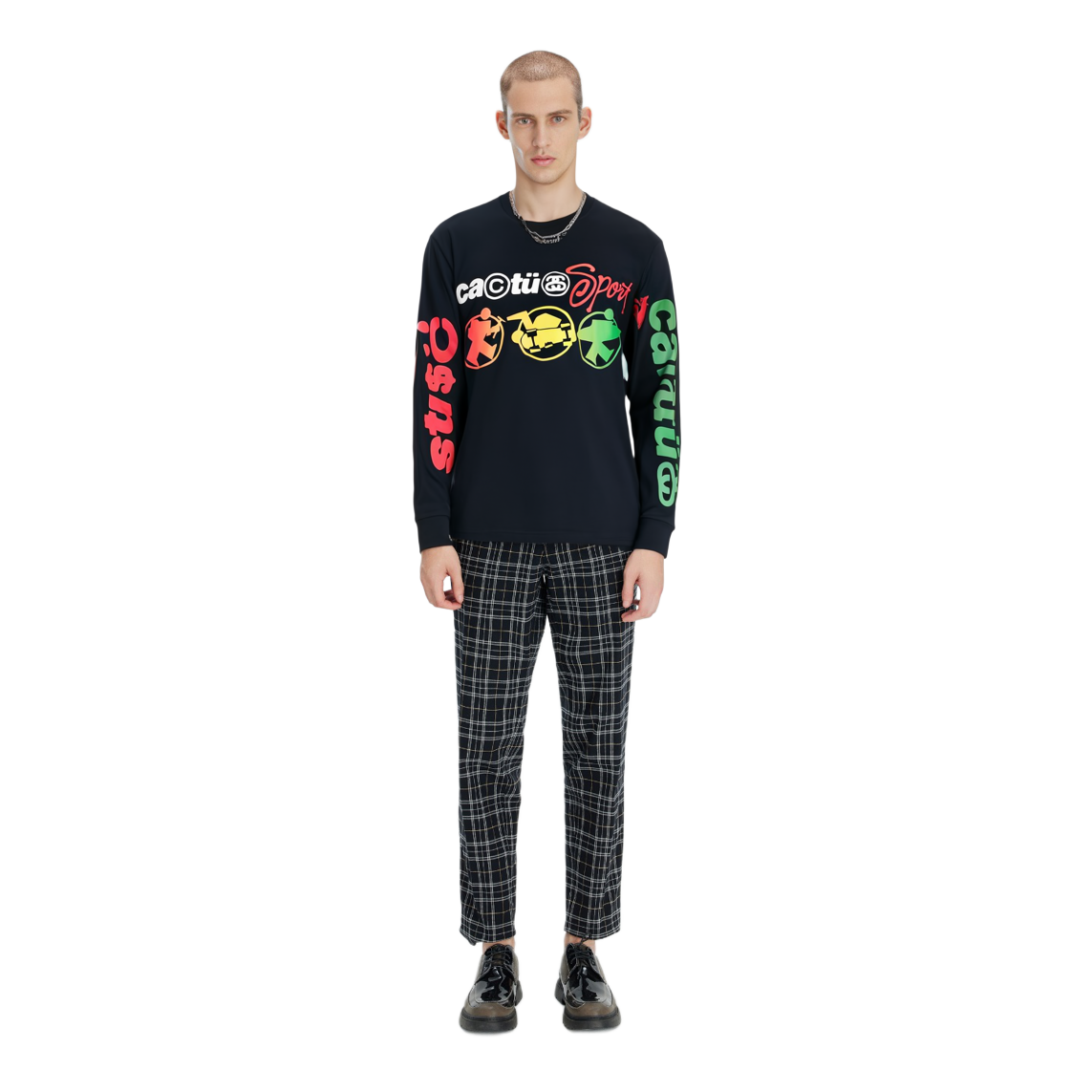 Cheap Stüssy Stussy x Cactus Plant Flea Market Letter Print Long Sleeve Retro Tee Black. 3993771