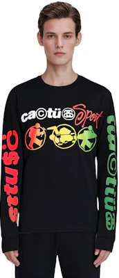 Stüssy Stussy x Cactus Plant Flea Market Letter Print Long Sleeve Retro Tee Black. 3993771 1